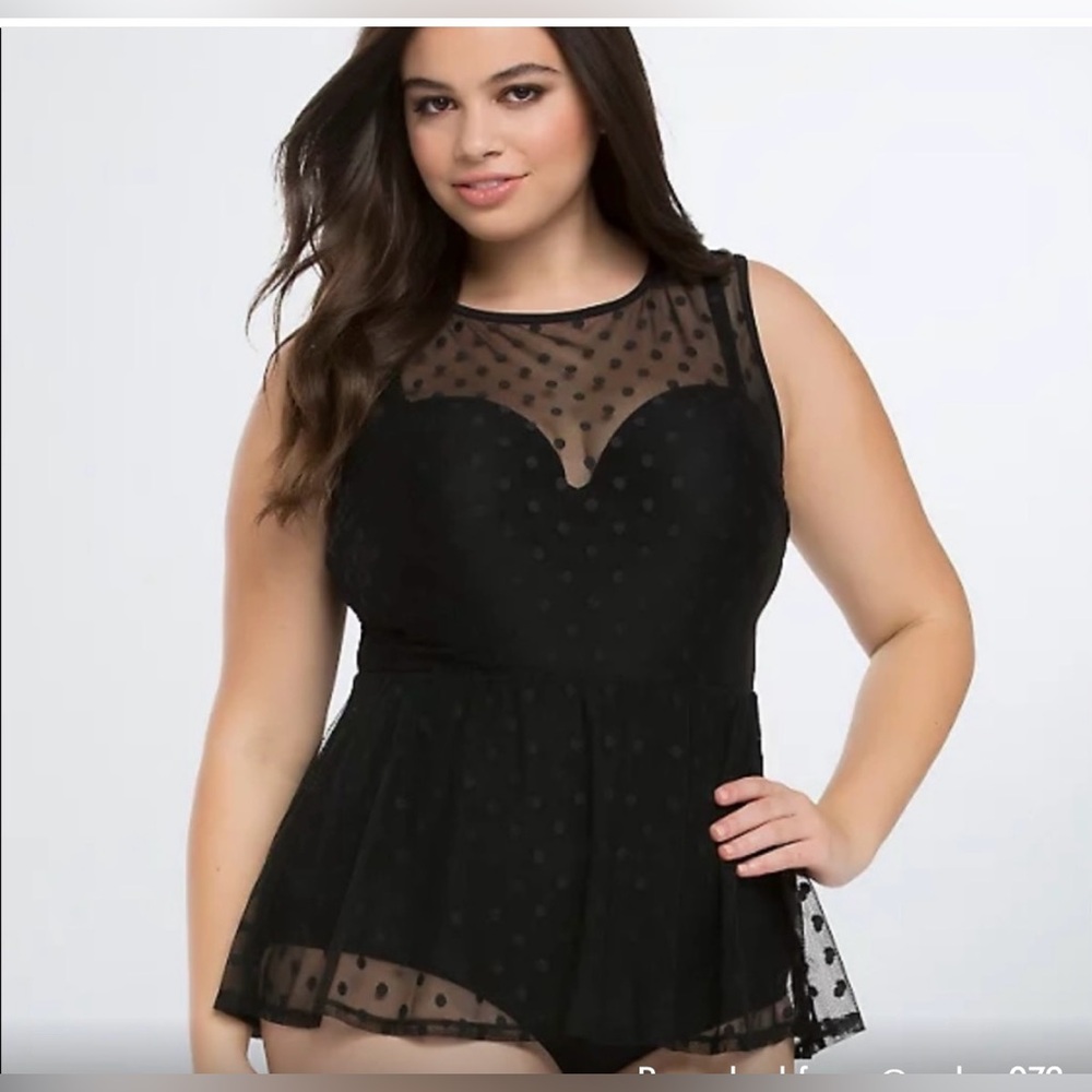 Torrid polka dot mesh swimsuit size 1